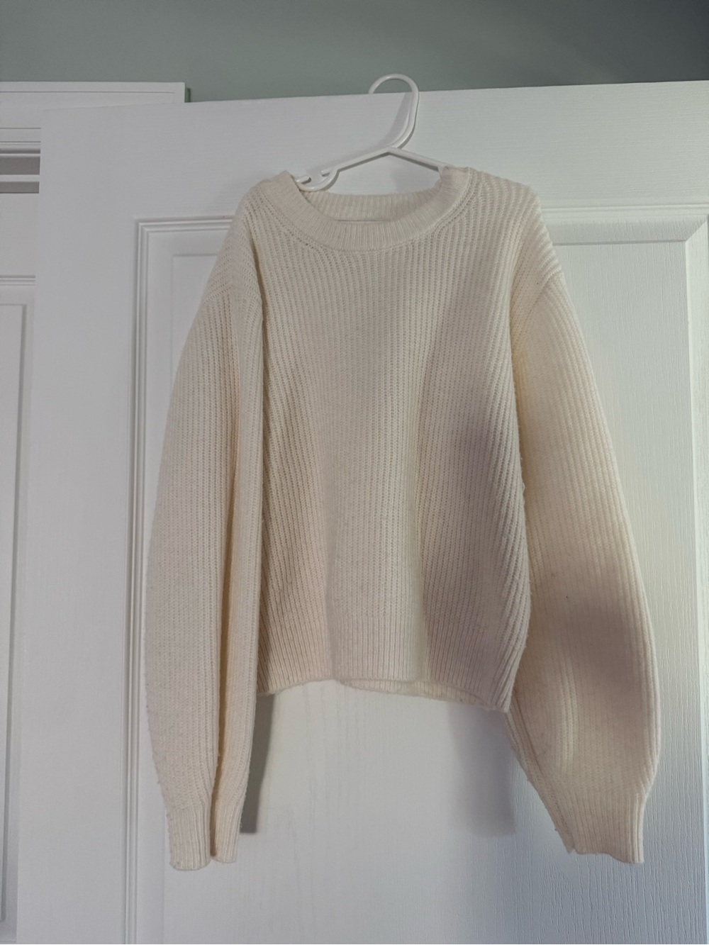 Zara Cream Cozy Ribbed Crewneck Sweater